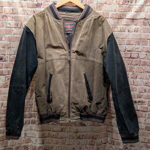 Vintage American Outpost Tan and Black Bomber/Varsity Jacket Size XL